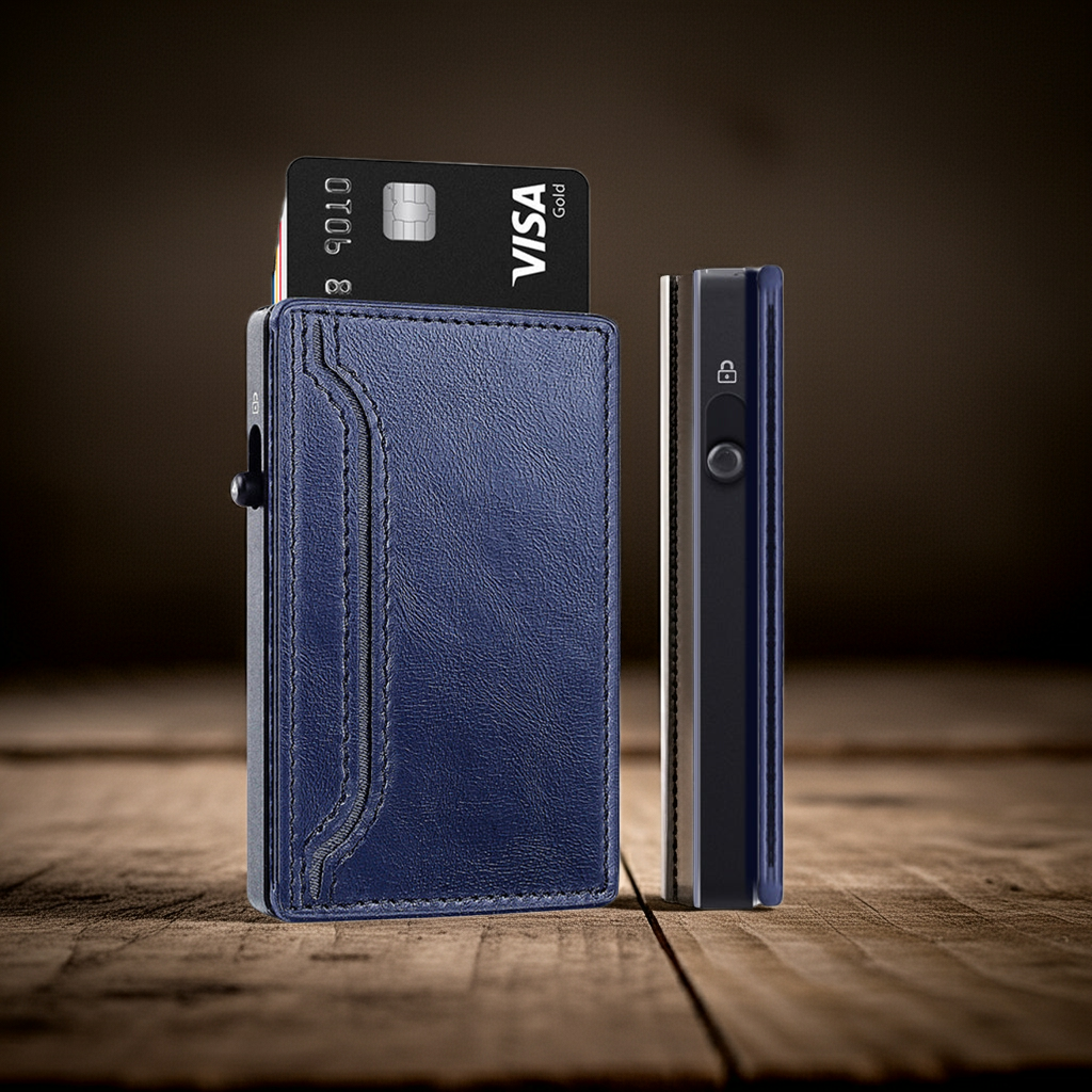 TOYFID Wallet With PU Leather Cover,Aluminum Alloy Pop Up Wallet Holder Card