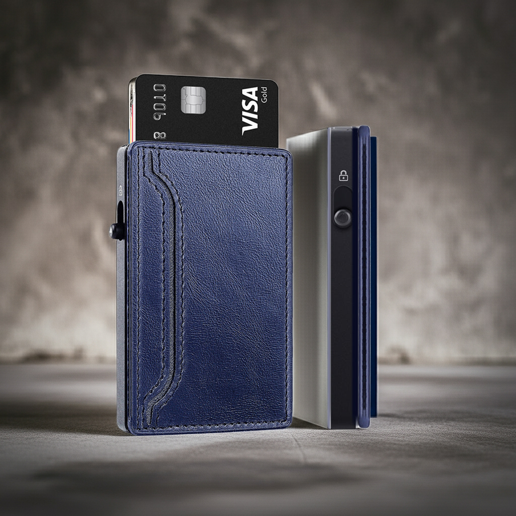 TOYFID Wallet With PU Leather Cover,Aluminum Alloy Pop Up Wallet Holder Card